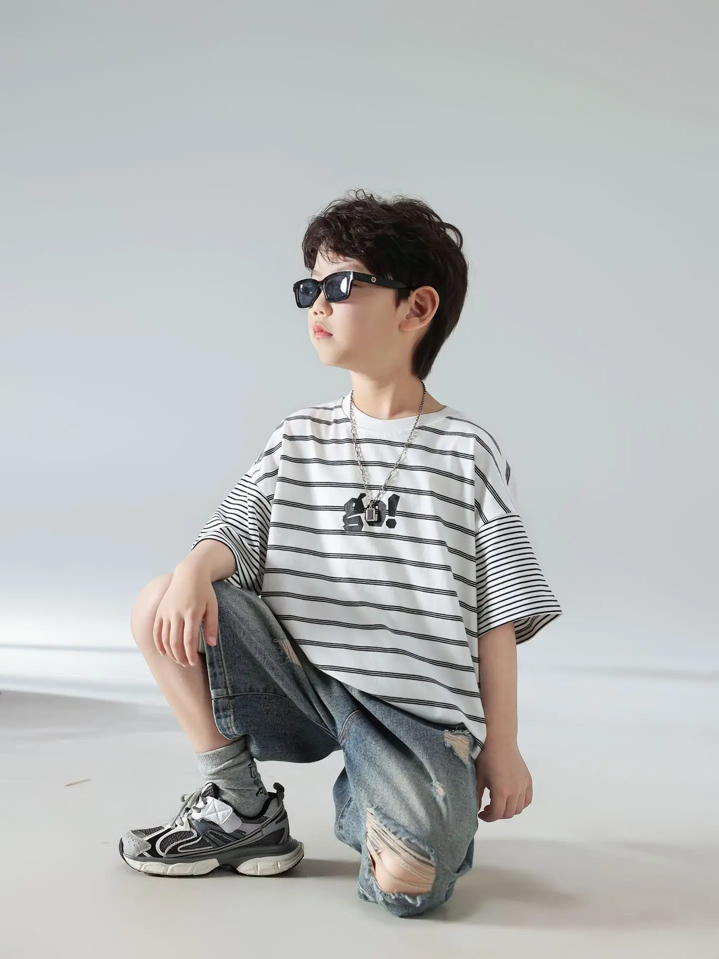 Boys Summer Striped T-Shirt Shorts Set 2025 — feature 27