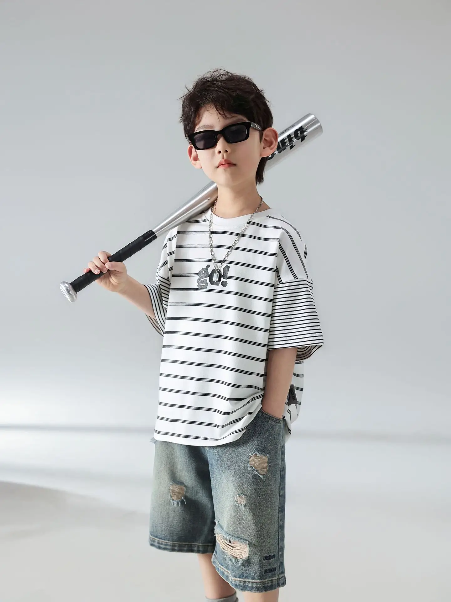 Boys Summer Striped T-Shirt Shorts Set 2025 — feature 4