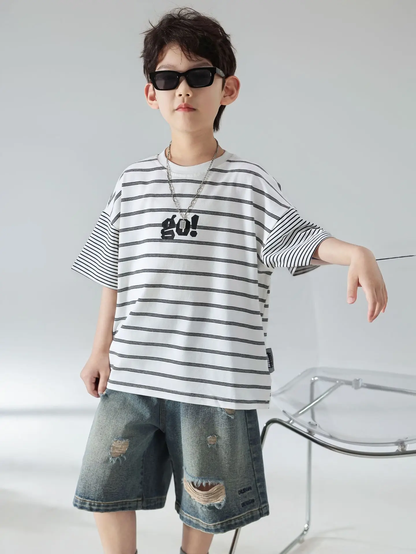 Boys Summer Striped T-Shirt Shorts Set 2025 — feature 6