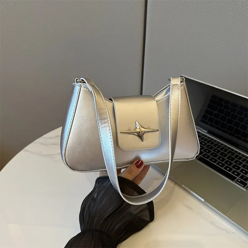 2025 Summer Shoulder Bag Black Four Corner Star Women - Image 6