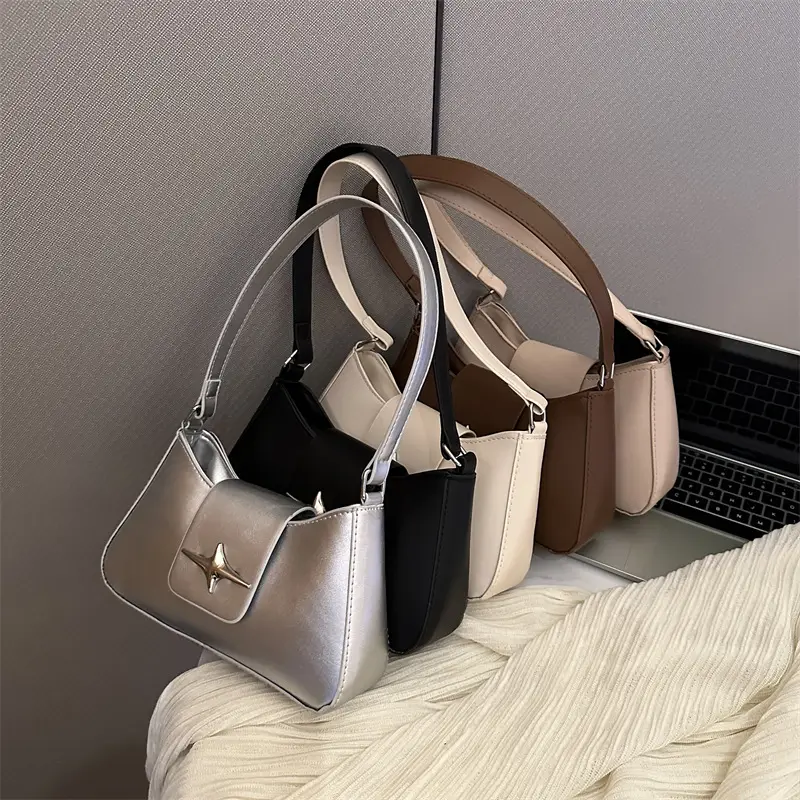 2025 Summer Shoulder Bag Black Four Corner Star Women - Image 7