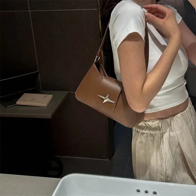 2025 Summer Shoulder Bag Black Four Corner Star Women - Image 9