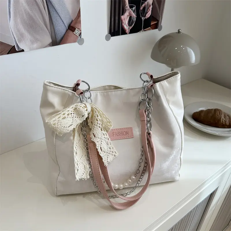 Pearl Pearl Chain Silk Scarf Bag 2025 Spring Fashion Commuter - Image 3