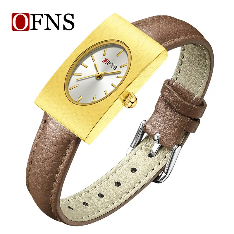 Women's Red Leather Quartz Watch with Silver Case