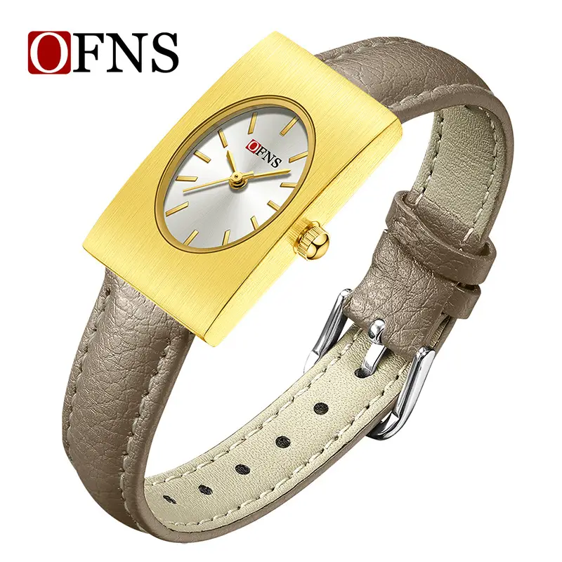Women's Red Leather Quartz Watch with Silver Case