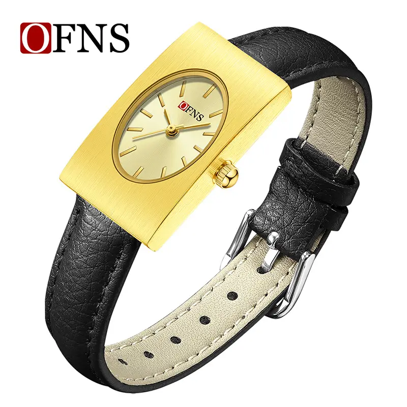 Women's Red Leather Quartz Watch with Silver Case