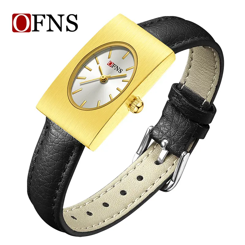 Women's Red Leather Quartz Watch with Silver Case