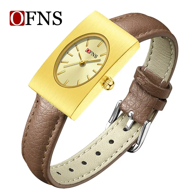 Women's Red Leather Quartz Watch with Silver Case