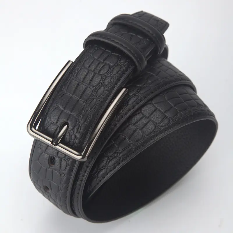 Men's Black Genuine Leather Belt with Silver Buckle - Image 7