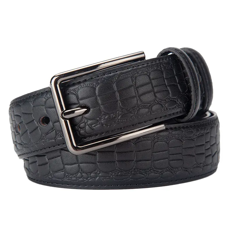 Men's Black Genuine Leather Belt with Silver Buckle - Image 8