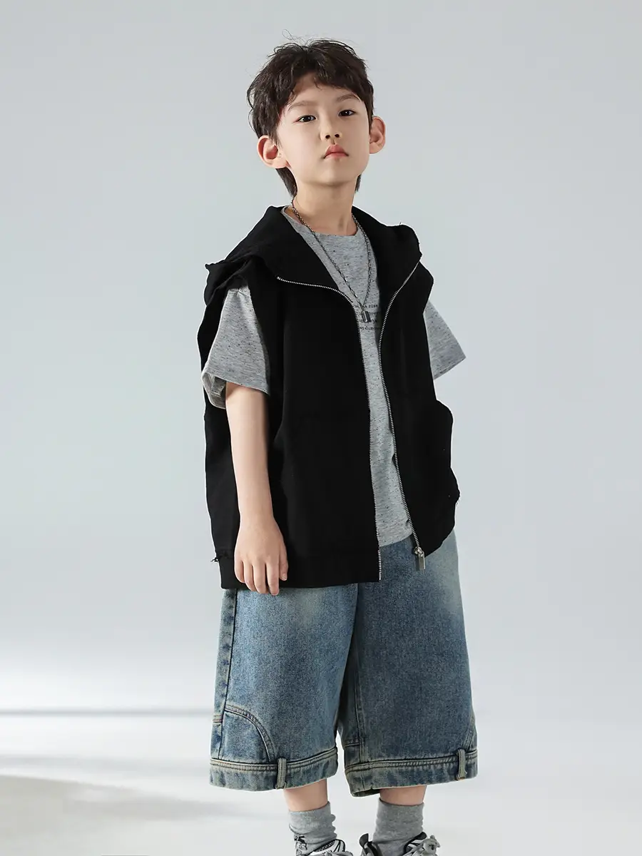 Boys Hooded Denim T-Shirt Grey 2025 — feature 21