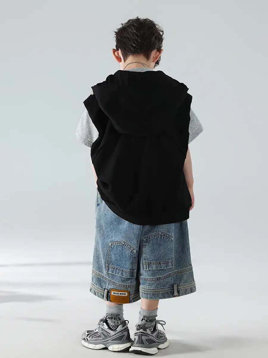 Boys Hooded Denim T-Shirt Grey 2025 — feature 27