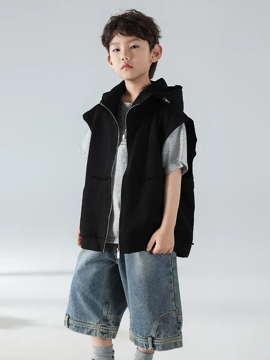 Boys Hooded Denim T-Shirt Grey 2025 — feature 28