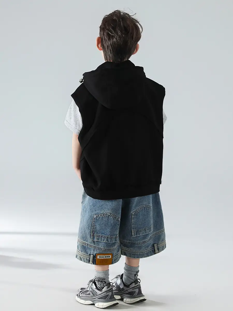 Boys Hooded Denim T-Shirt Grey 2025 — feature 30