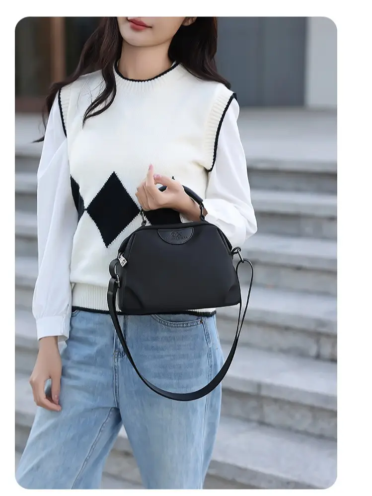 Women's Waterproof Oxford Handbag Grey Multi-Layer Crossbody - Image 4