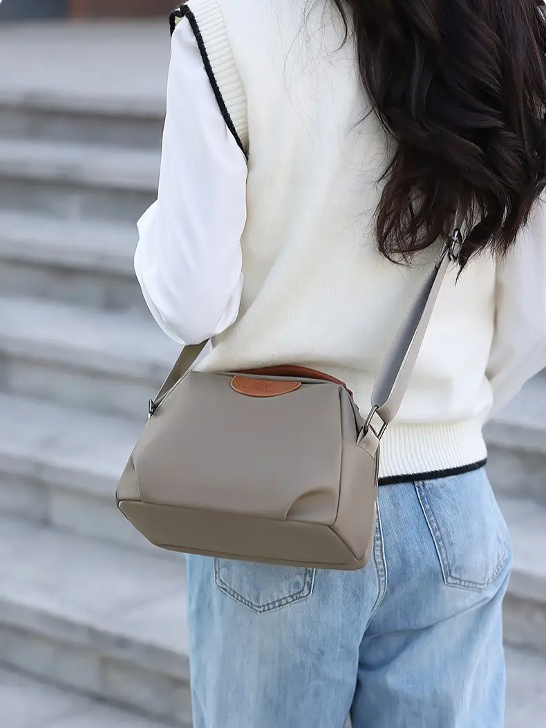 Women's Waterproof Oxford Handbag Grey Multi-Layer Crossbody - Image 6