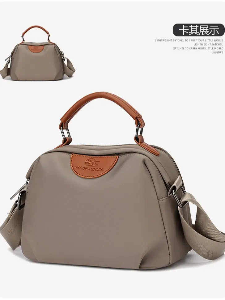 Women's Waterproof Oxford Handbag Grey Multi-Layer Crossbody - Image 7