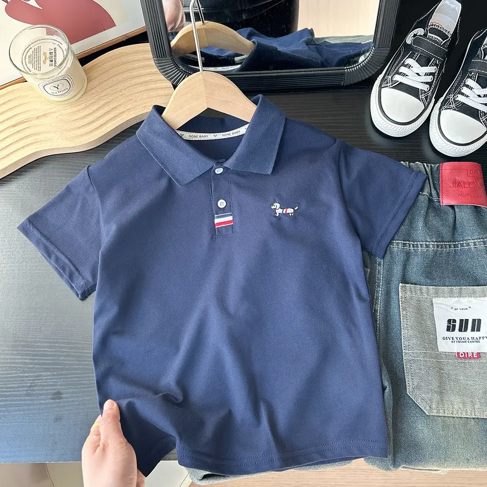 2025 Boys Polo T-Shirt White Short Sleeve - Image 6
