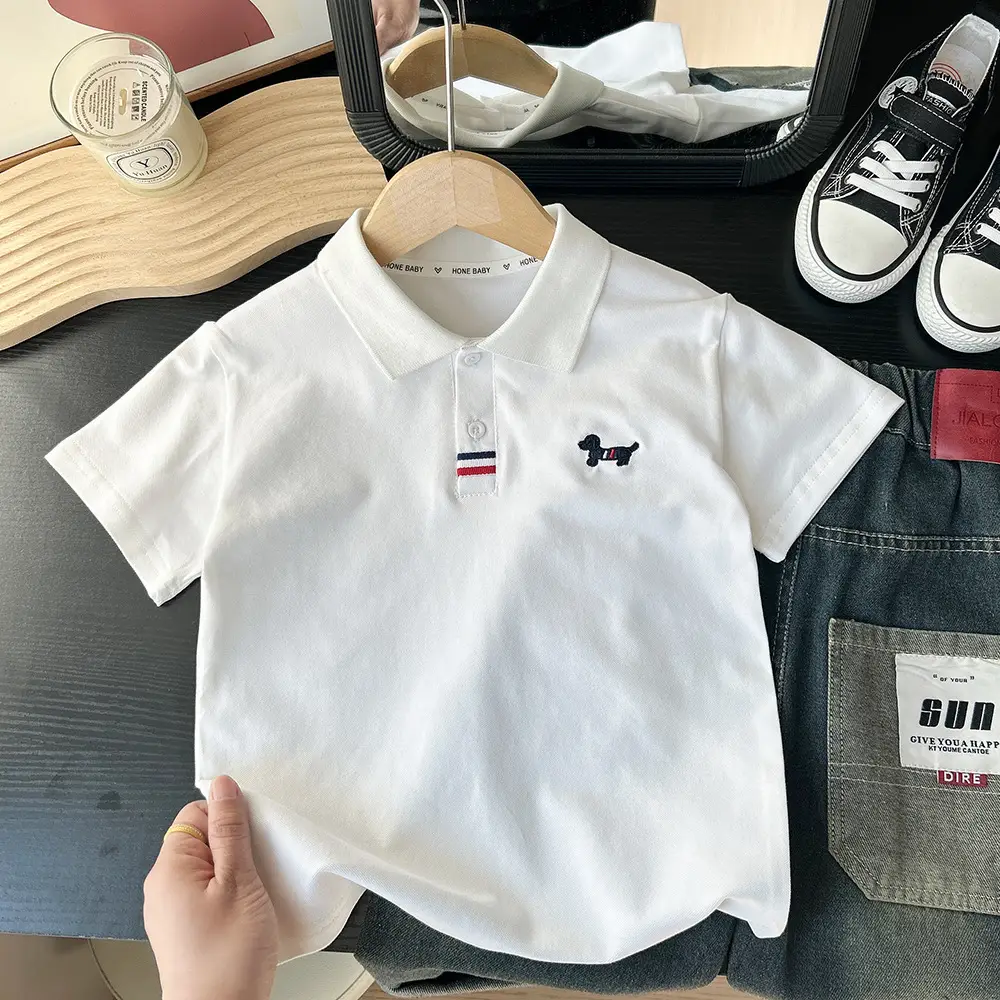 2025 Boys Polo T-Shirt White Short Sleeve β feature 3