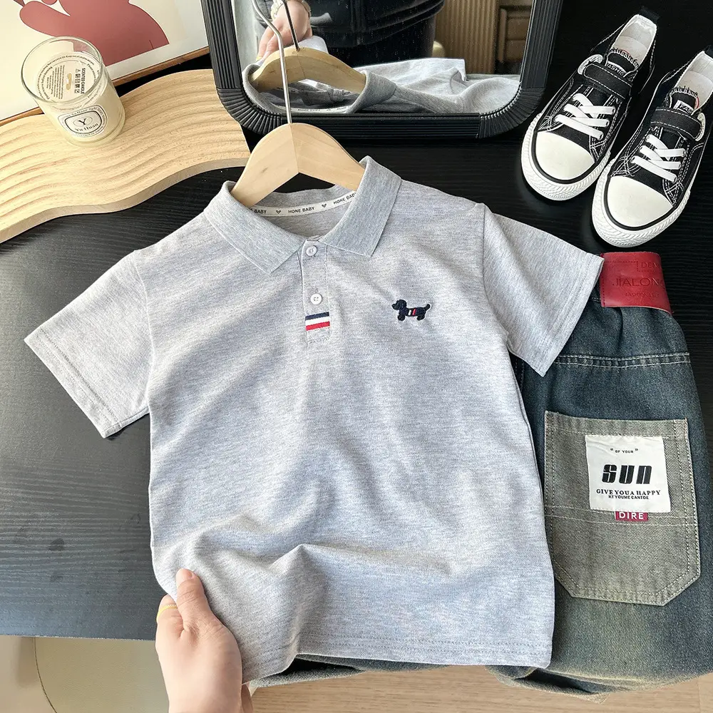 2025 Boys Polo T-Shirt White Short Sleeve - Image 2