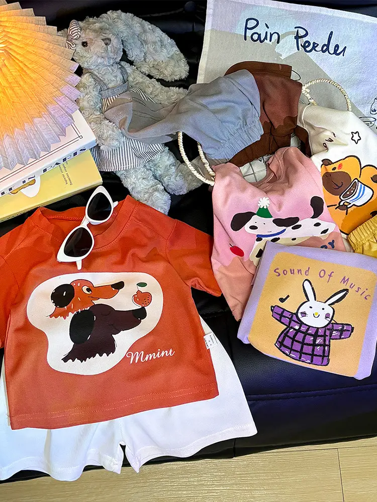 Boys Short Sleeve Cartoon Shorts Set Summer