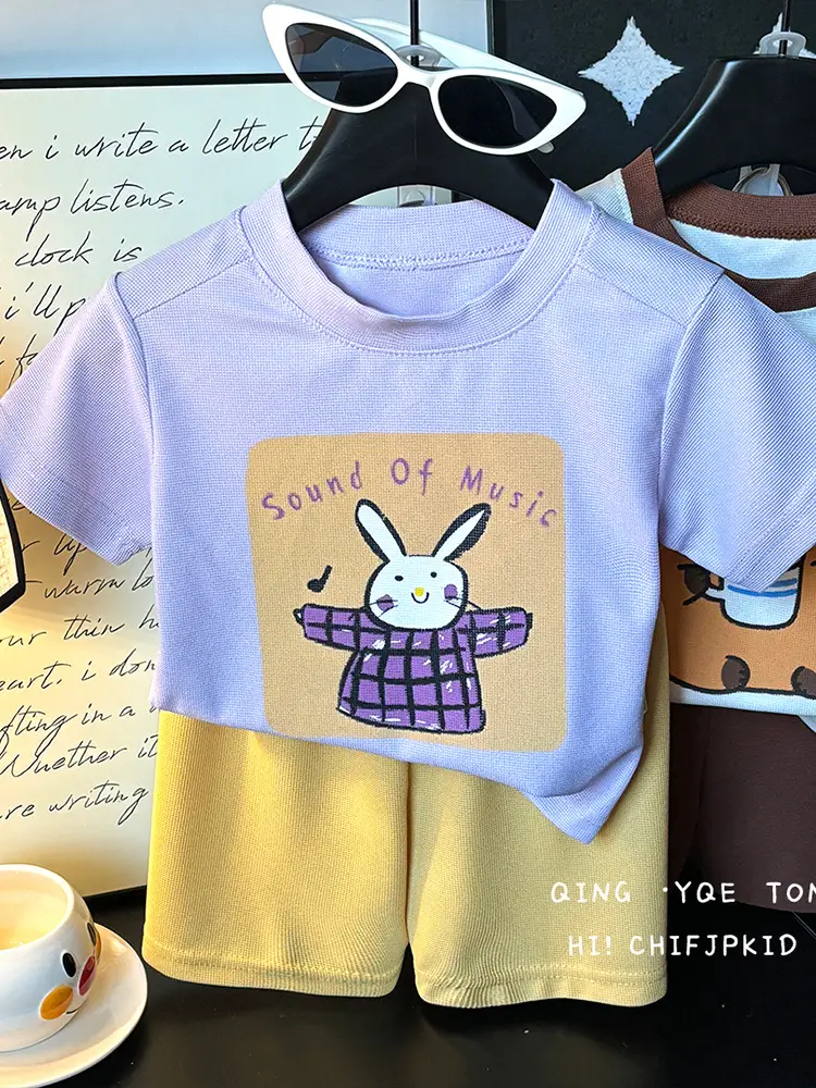 Boys Short Sleeve Cartoon Shorts Set Summer