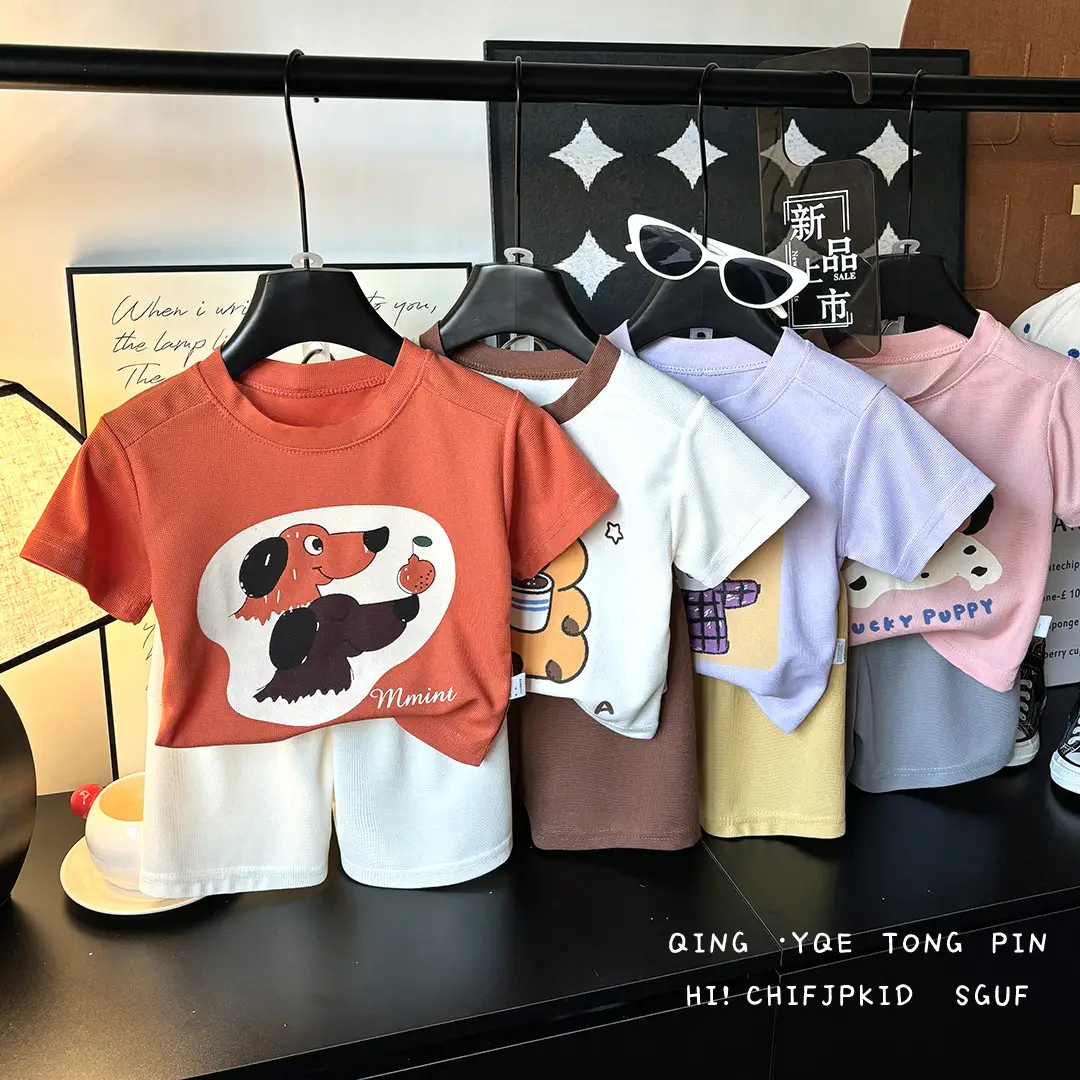 Boys Short Sleeve Cartoon Shorts Set Summer — feature 3