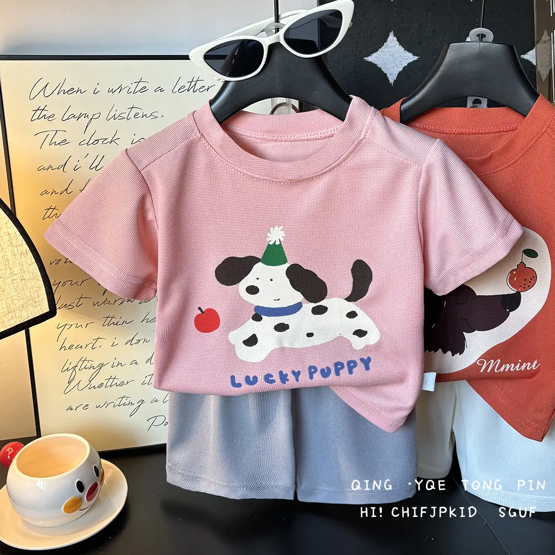 Boys Short Sleeve Cartoon Shorts Set Summer