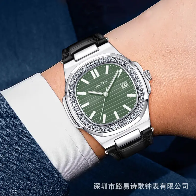 Luxury Fake Mechanical Watch Diamond Belt Wrist Watch Men Business Waterproof - Image 4