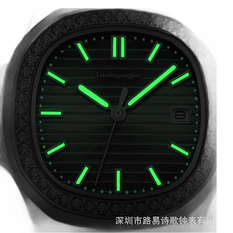 Luxury Fake Mechanical Watch Diamond Belt Wrist Watch Men Business Waterproof - Image 5