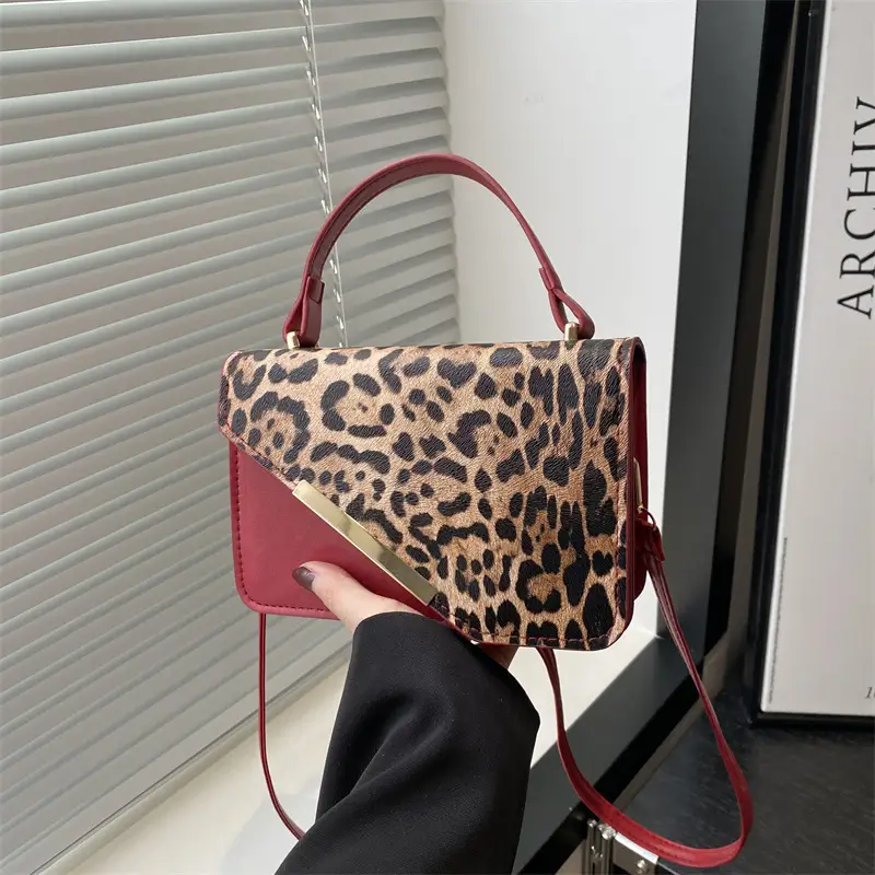 Leopard Print Shoulder Bag Red Leather 2025 - Image 4
