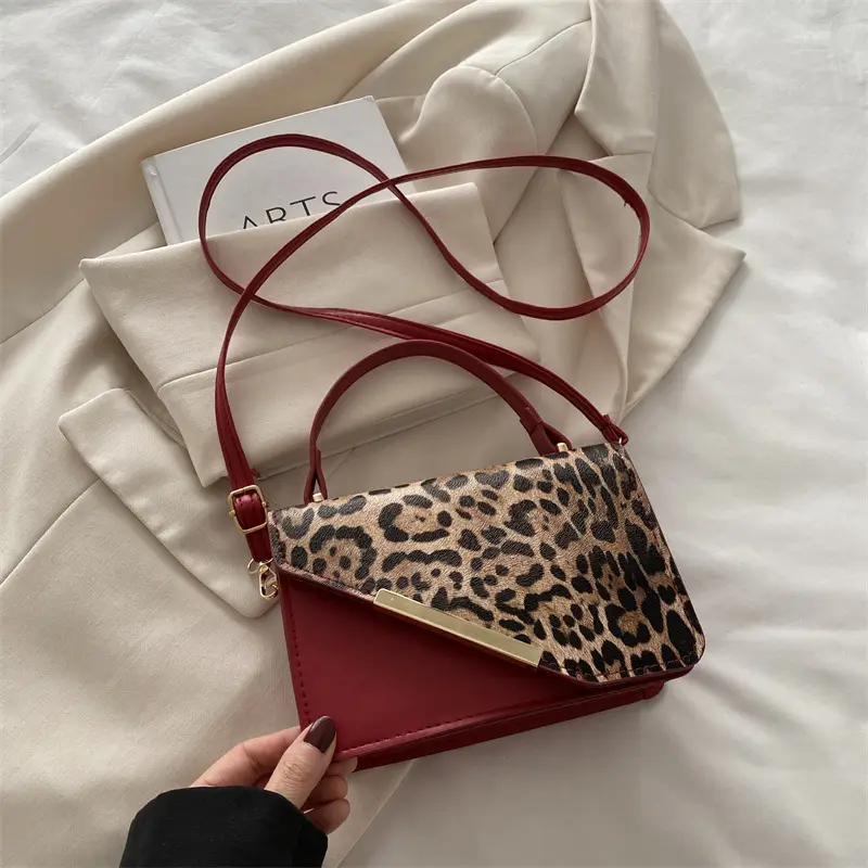 Leopard Print Shoulder Bag Red Leather 2025 - Image 3