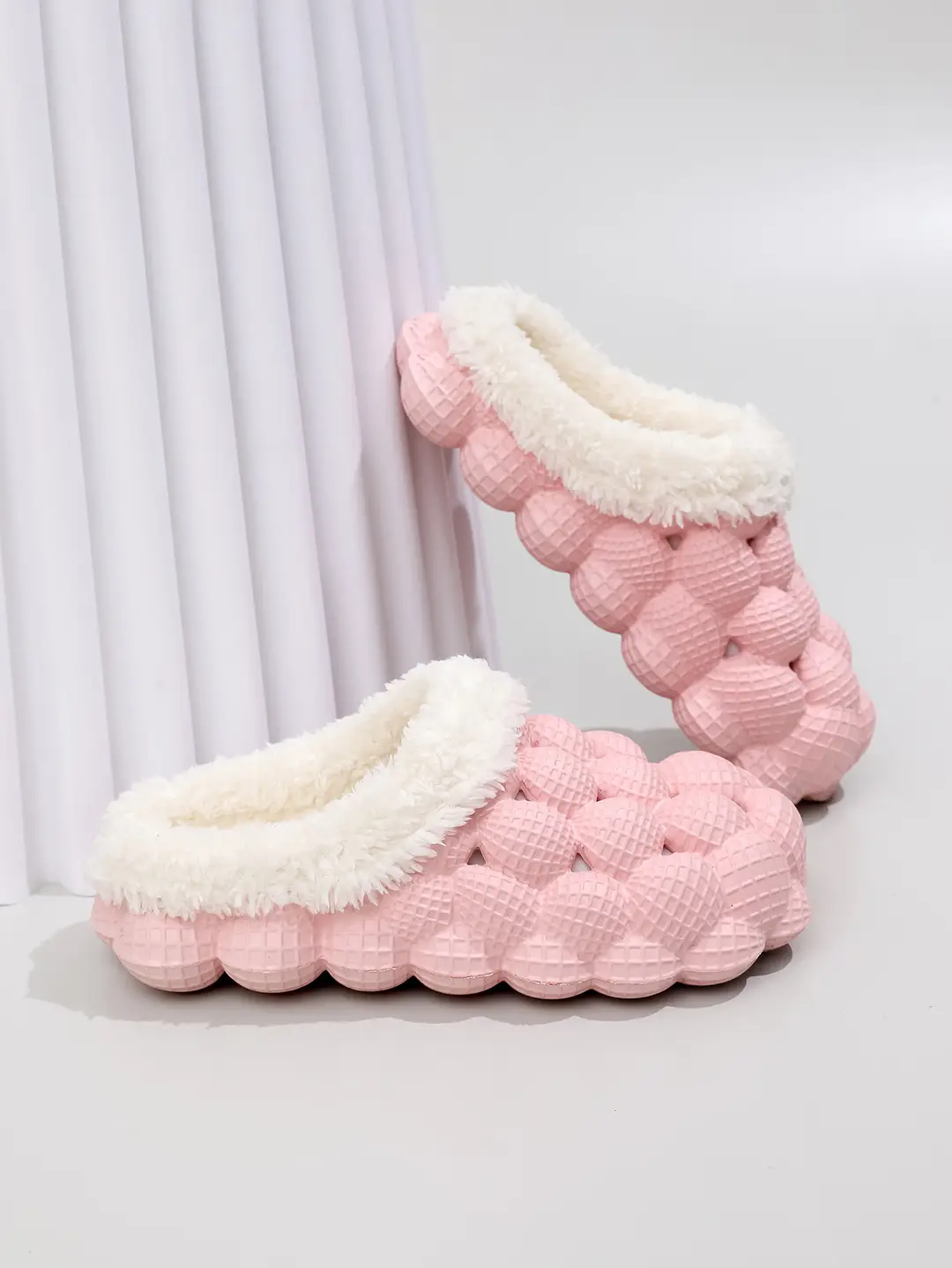 Factory wholesale autumn and winter cotton slippers litchi bubble soft bottom thick bottom cute non-slip warm Mao Mao cotton slippers for men and women — feature 10