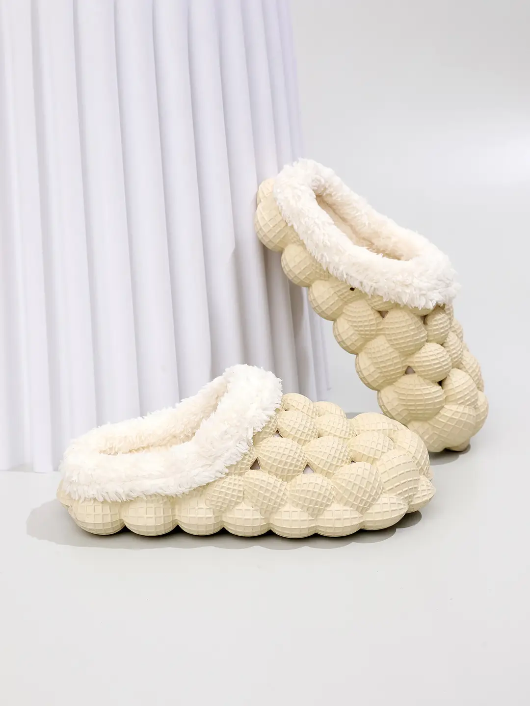 Factory wholesale autumn and winter cotton slippers litchi bubble soft bottom thick bottom cute non-slip warm Mao Mao cotton slippers for men and women — feature 13