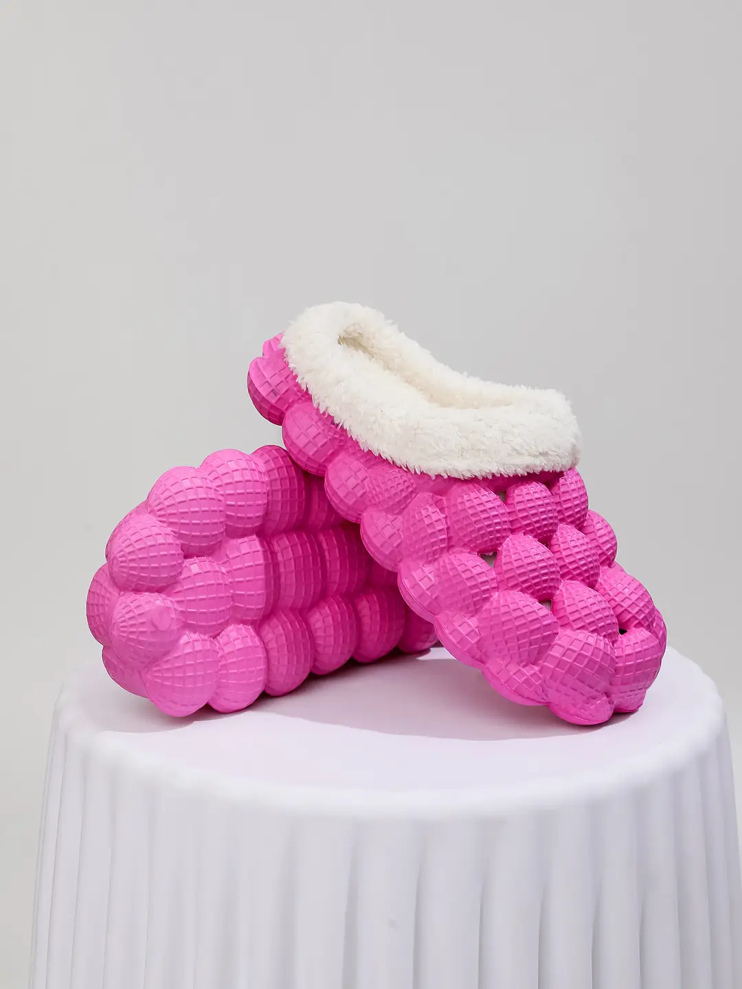 Factory wholesale autumn and winter cotton slippers litchi bubble soft bottom thick bottom cute non-slip warm Mao Mao cotton slippers for men and women — feature 4