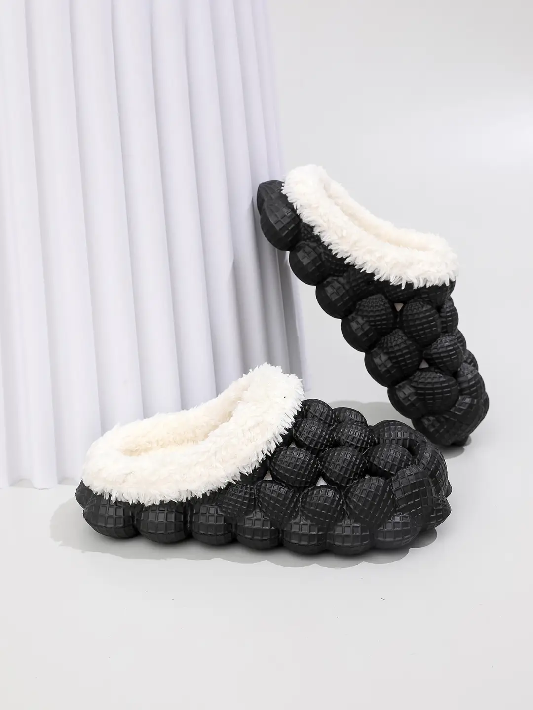 Factory wholesale autumn and winter cotton slippers litchi bubble soft bottom thick bottom cute non-slip warm Mao Mao cotton slippers for men and women — feature 8