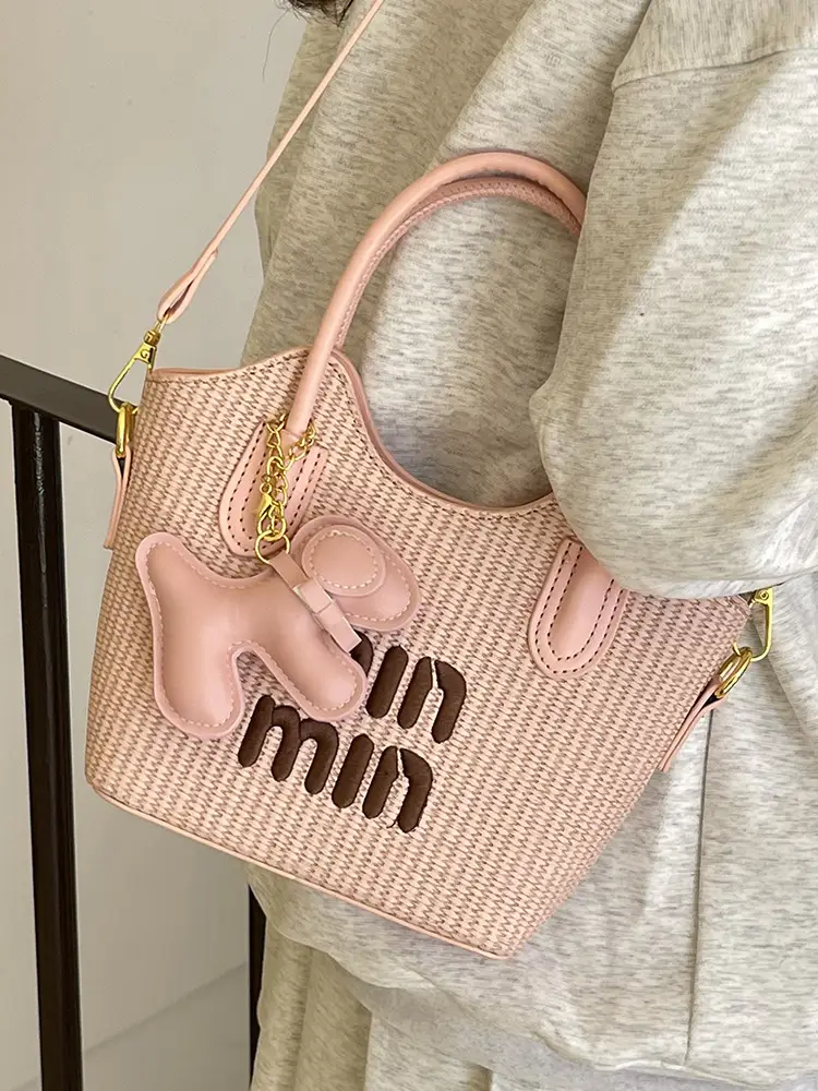 Trendy Blue Printed Bucket Bag for Women - Image 12