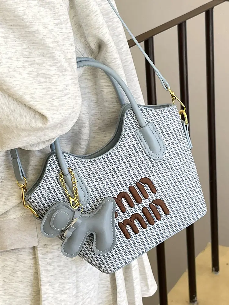 Trendy Blue Printed Bucket Bag for Women - Image 13