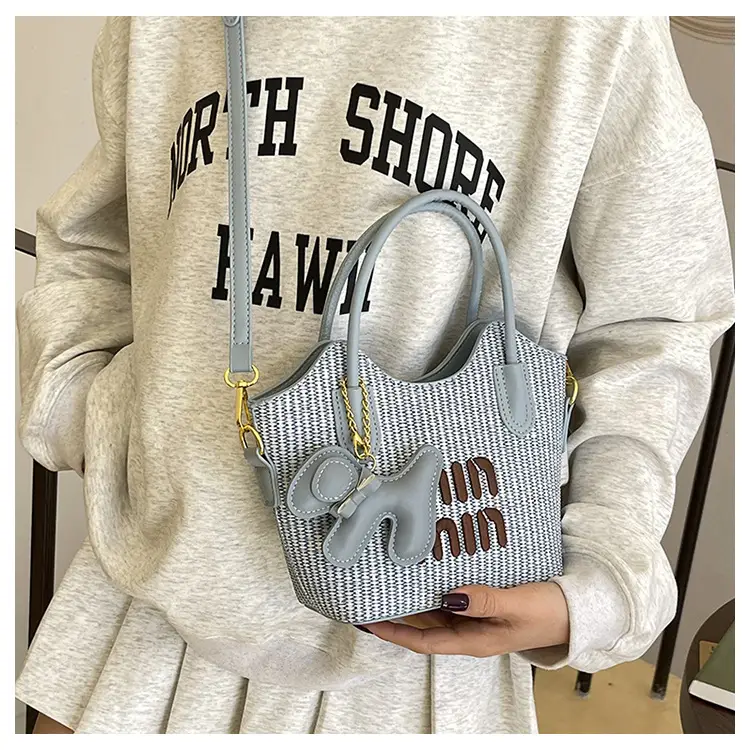 Trendy Blue Printed Bucket Bag for Women — feature 23