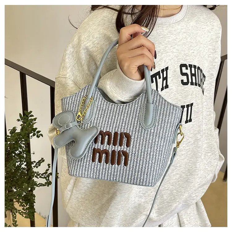 Trendy Blue Printed Bucket Bag for Women — feature 25