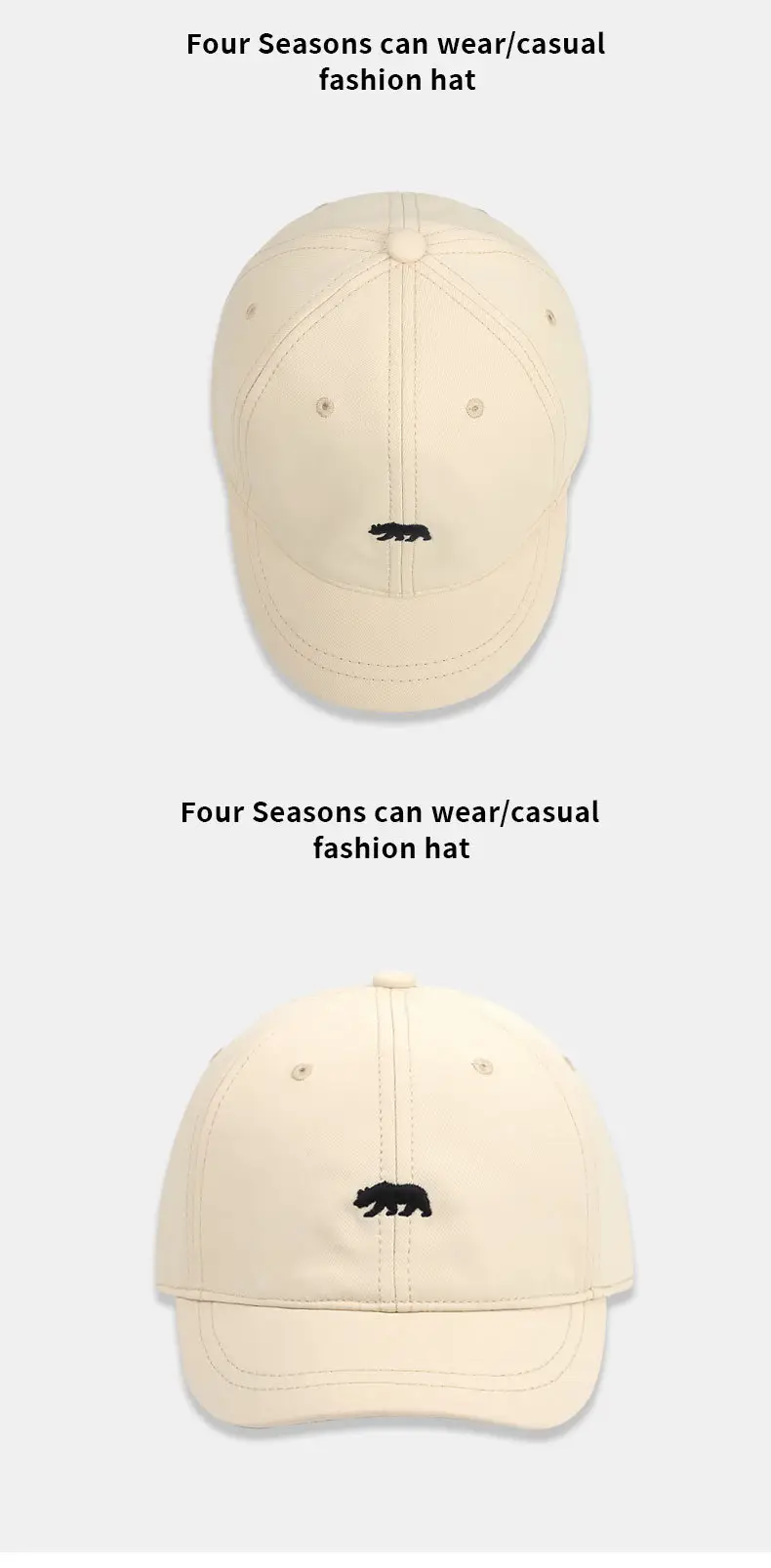 Navy Blue Polar Bear Embroidered Baseball Cap for Women — feature 11