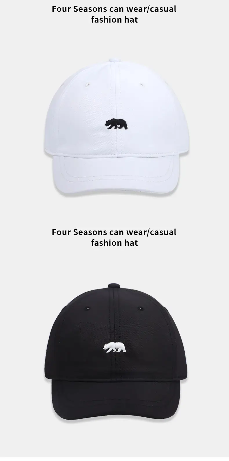 Navy Blue Polar Bear Embroidered Baseball Cap for Women — feature 12