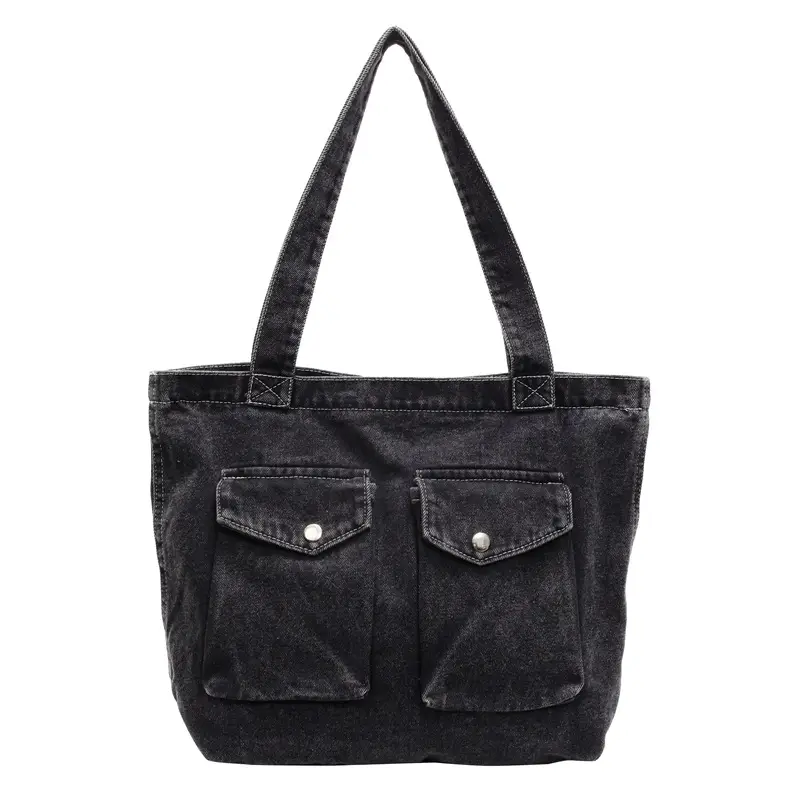 Denim Canvas Shoulder Bag Large Capacity College Student - Image 8