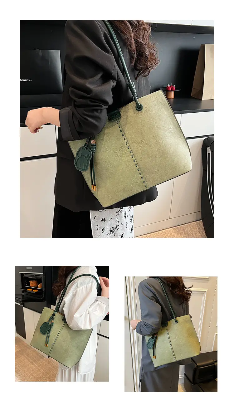 Green PU Leather Puppy Tote Bag Large Capacity 2025 — feature 13