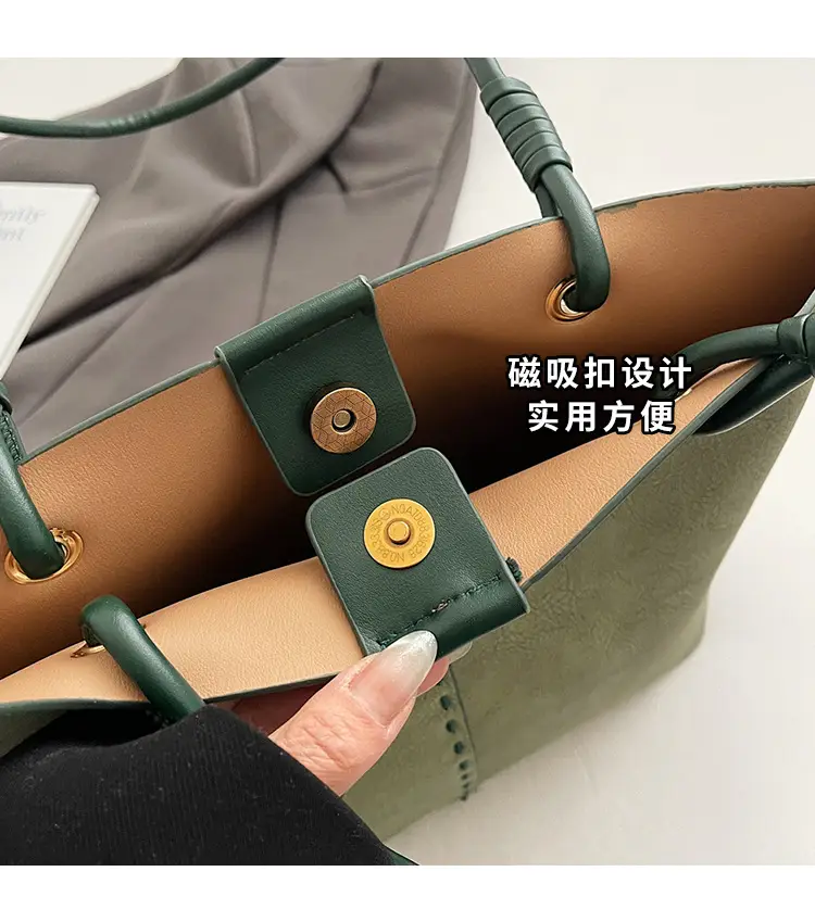 Green PU Leather Puppy Tote Bag Large Capacity 2025 — feature 8