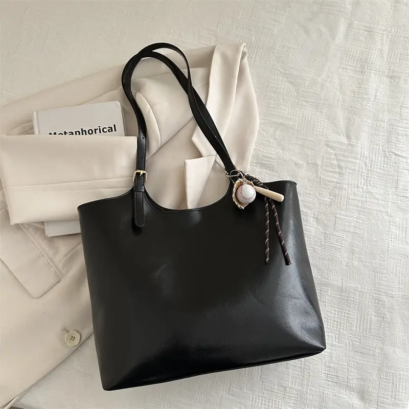 Vintage Black High-end Women's Tote Bag Large Capacity 2025 - Image 4