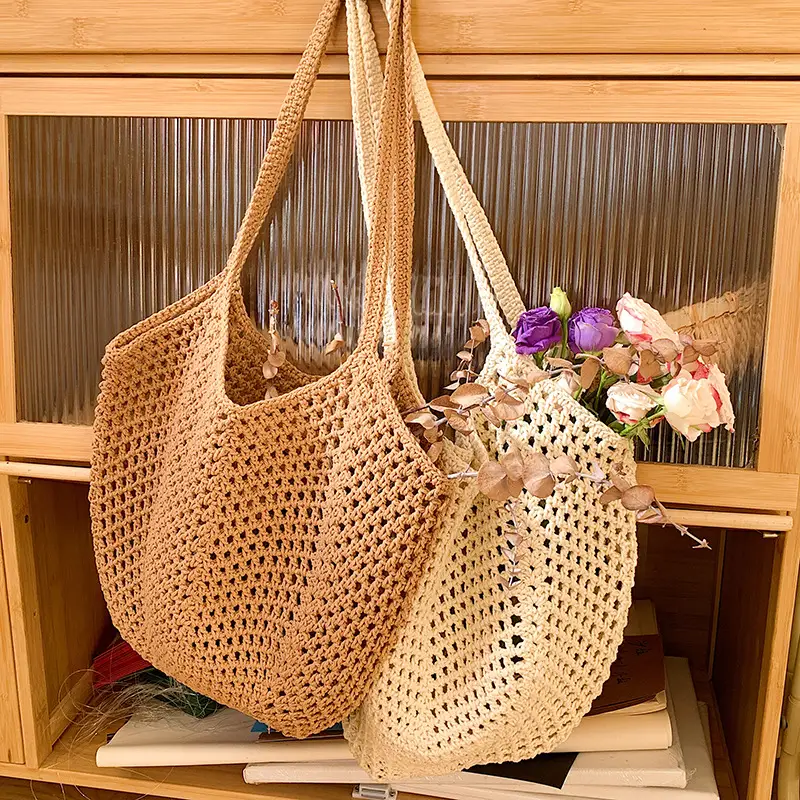 New Hollow Bucket Bag Large Capacity Cotton Woven Women - Image 6