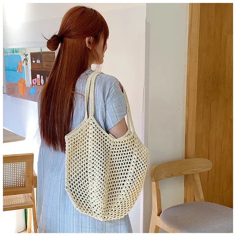 New Hollow Bucket Bag Large Capacity Cotton Woven Women — feature 15