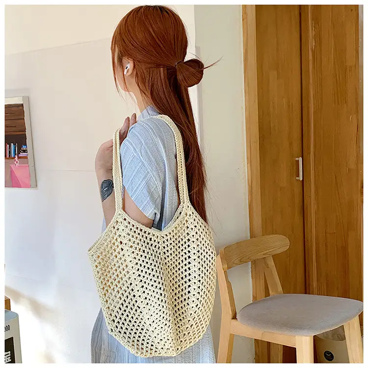 New Hollow Bucket Bag Large Capacity Cotton Woven Women — feature 17