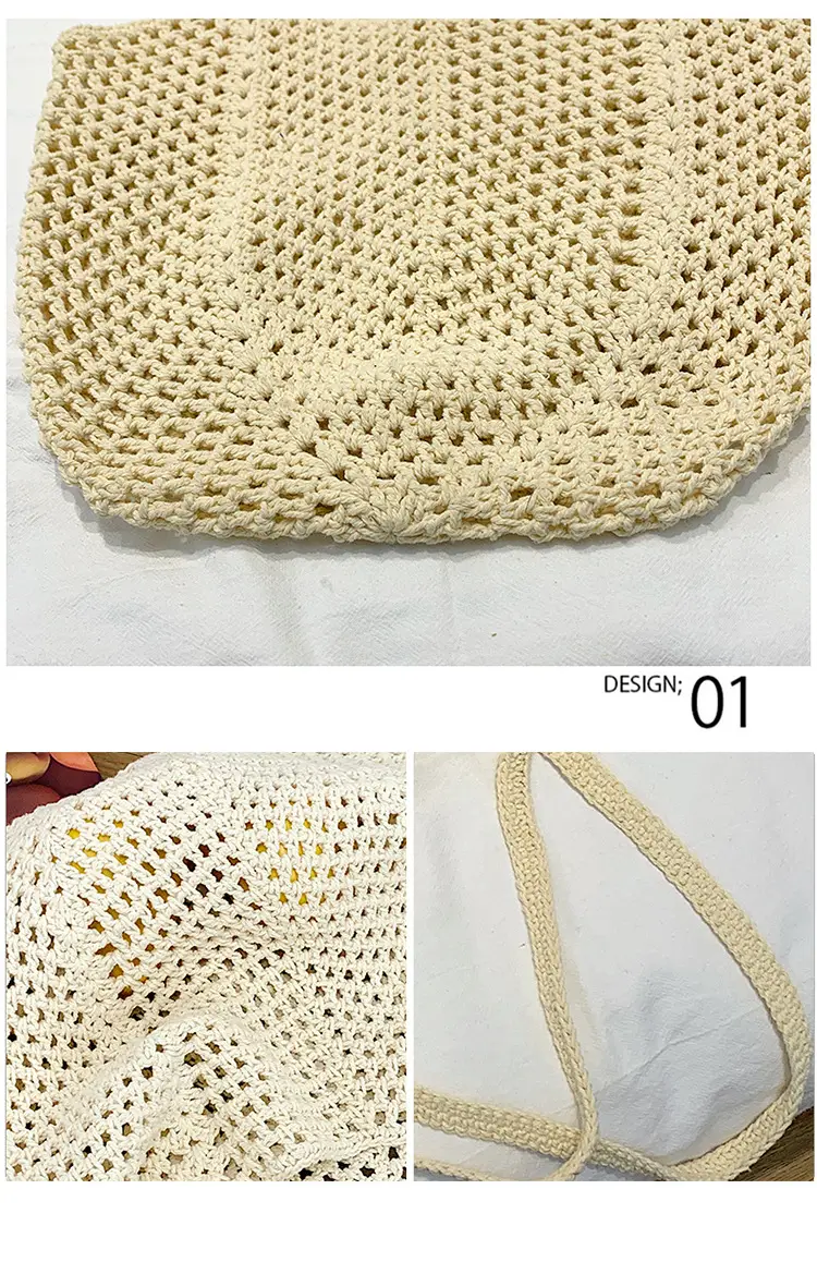 New Hollow Bucket Bag Large Capacity Cotton Woven Women — feature 20